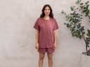 Pyjama-Set Damen Kurz Jersey Evening Rose