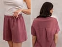 Pyjama-Short Damen Jersey Evening Rose