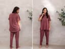 Pyjamahose Damen Baumwolljersey Evening Rose