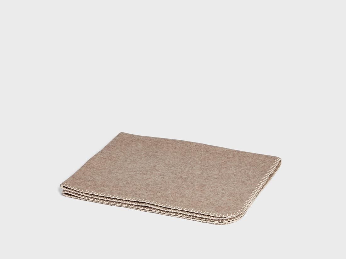 Babydecke Merinowolle Light Brown/White 75x100