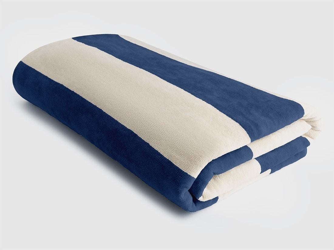 Strandtuch Velours Navy Blue Stripe 100x180 - 1 Stk