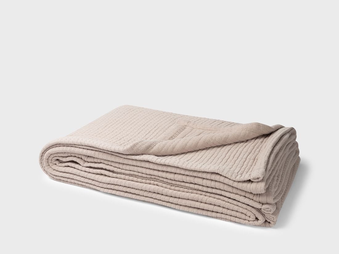 Musselin-Tagesdecke Bio-Baumwolle Stitch Light Taupe