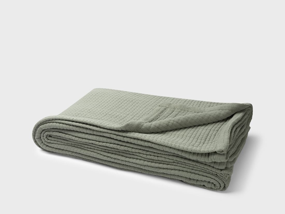 Musselin-Tagesdecke Bio-Baumwolle Stitch Sage Green