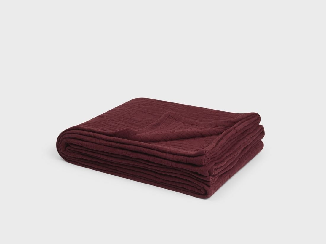 Musselin-Tagesdecke Bio-baumwolle Arch Bordeaux 200x230