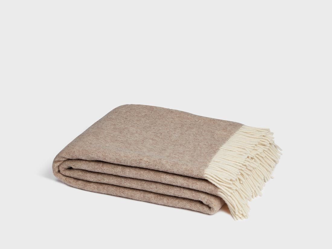 Decke Merinowolle Camel Melange 150x210