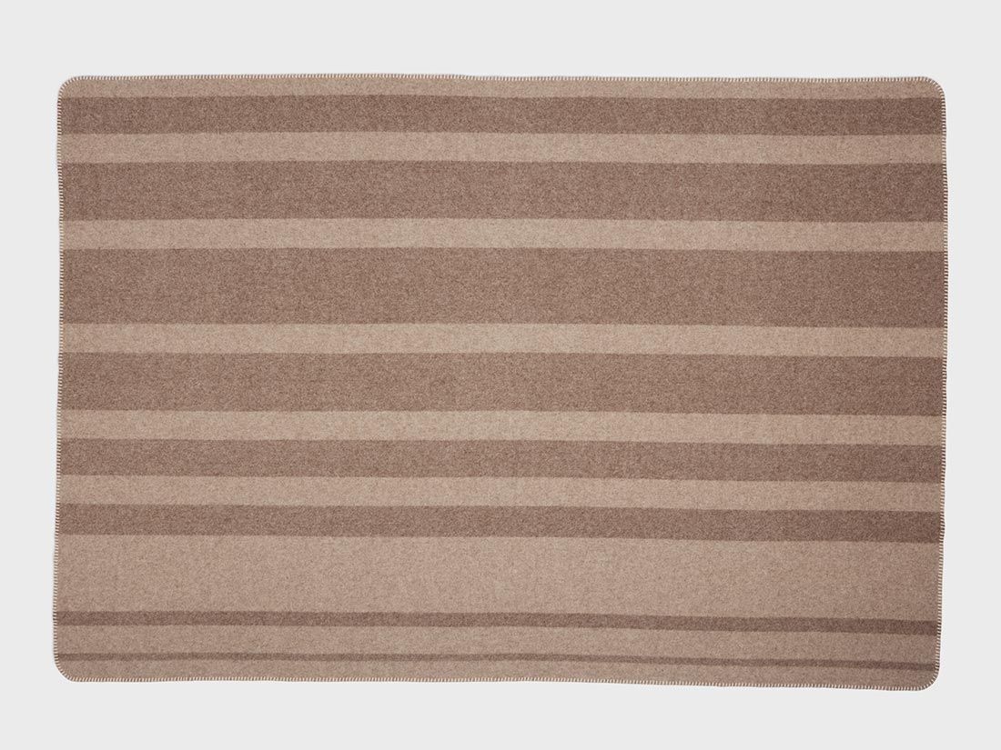 Decke Merinowolle Stripe Brown/Chestnut 150x220