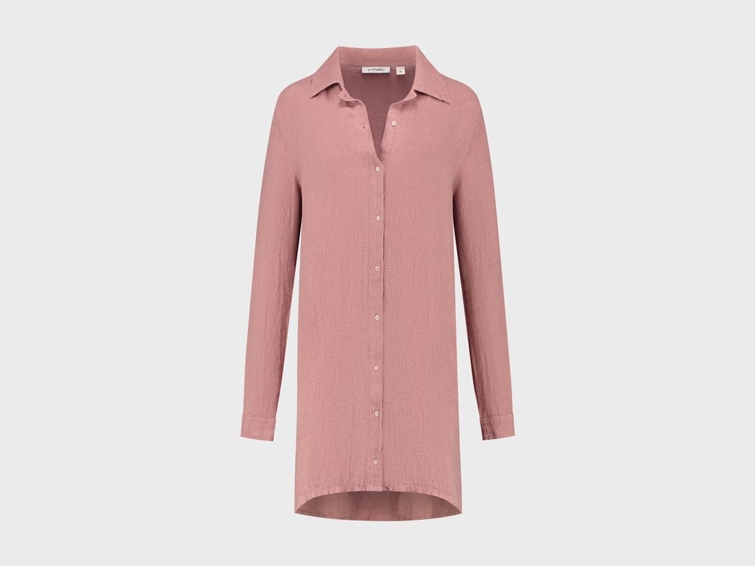 Blusenkleid Gewaschenes Leinen Waffel Blush Rose L