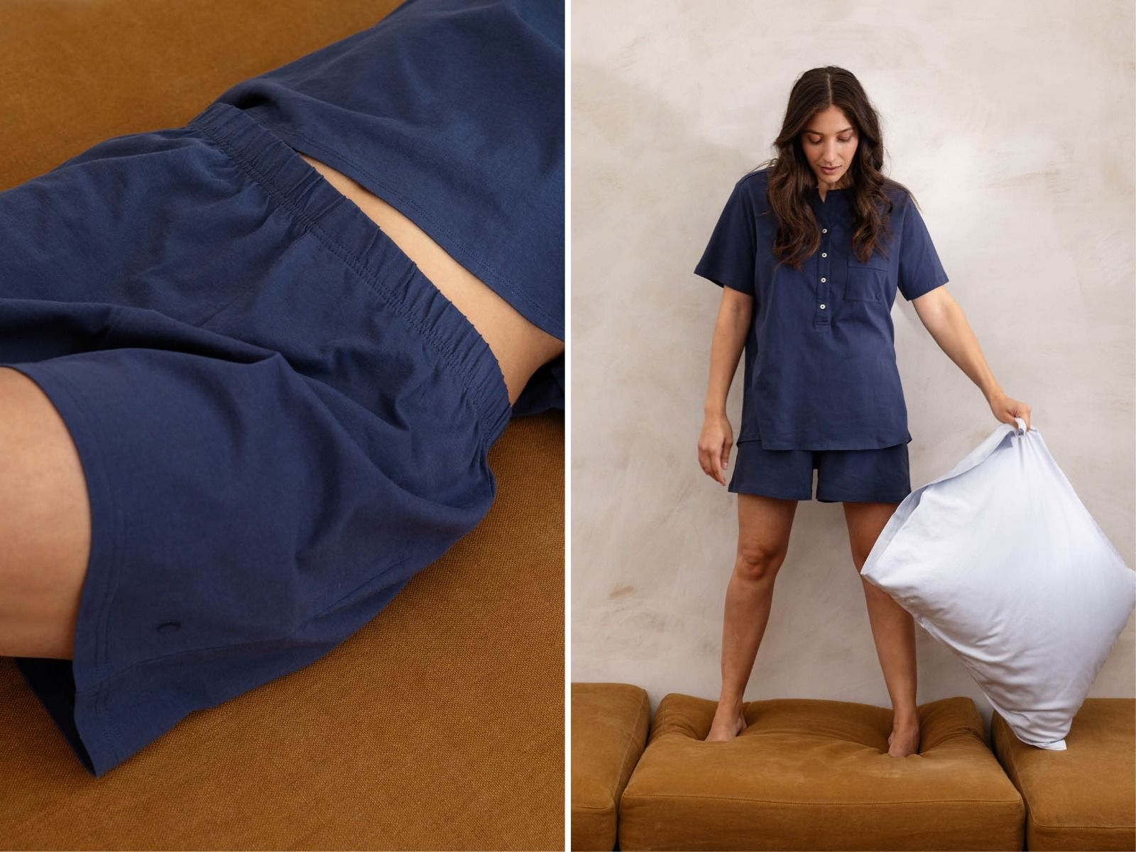 Pyjama-Short Damen Jersey Midnight Blue