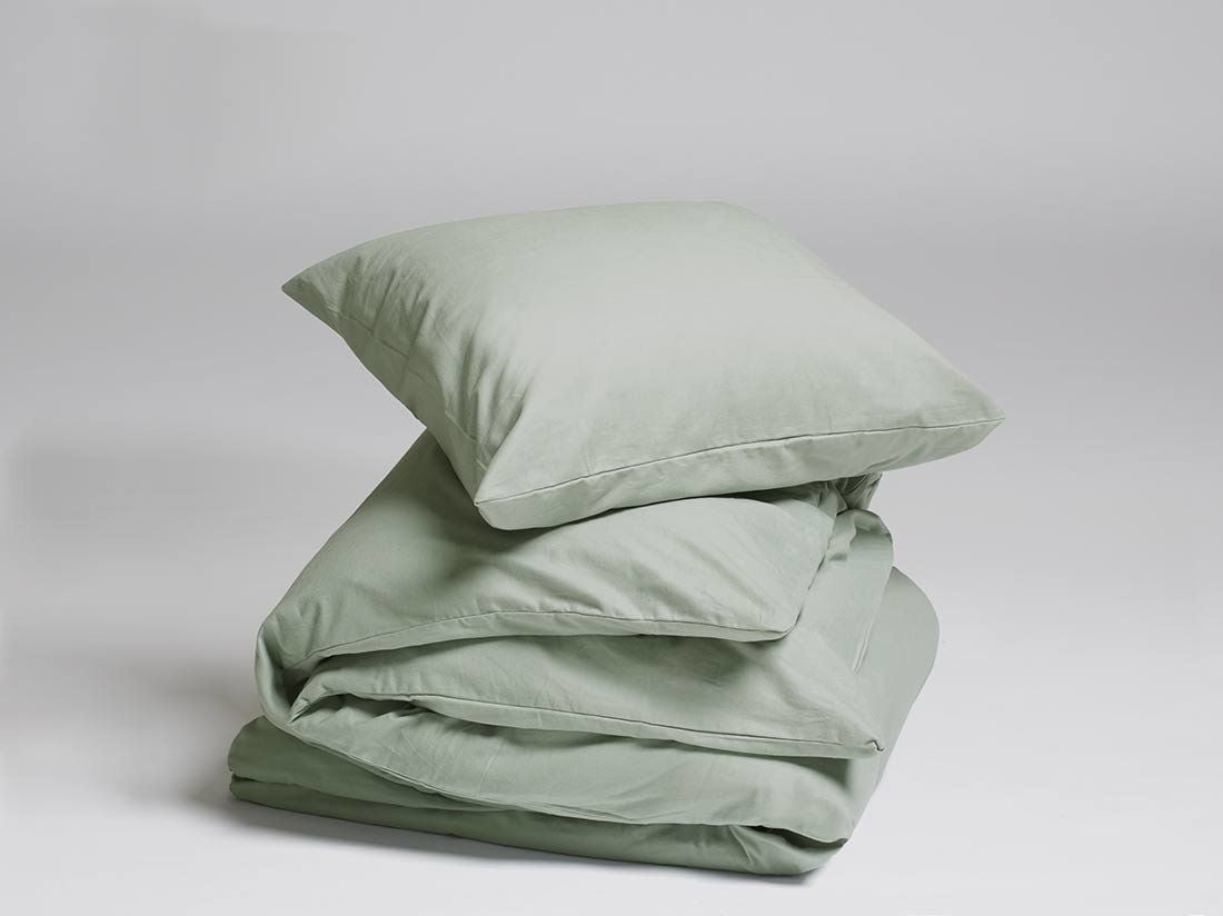 Flanell-Bettwäsche Pale Green 135x200 + 1/80x80