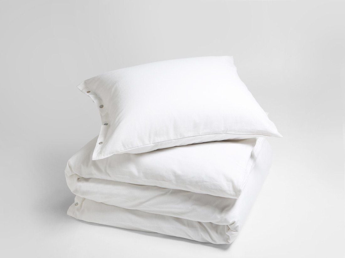 Flanell-Bettwäsche Pure White 155x220 + 1/80x80