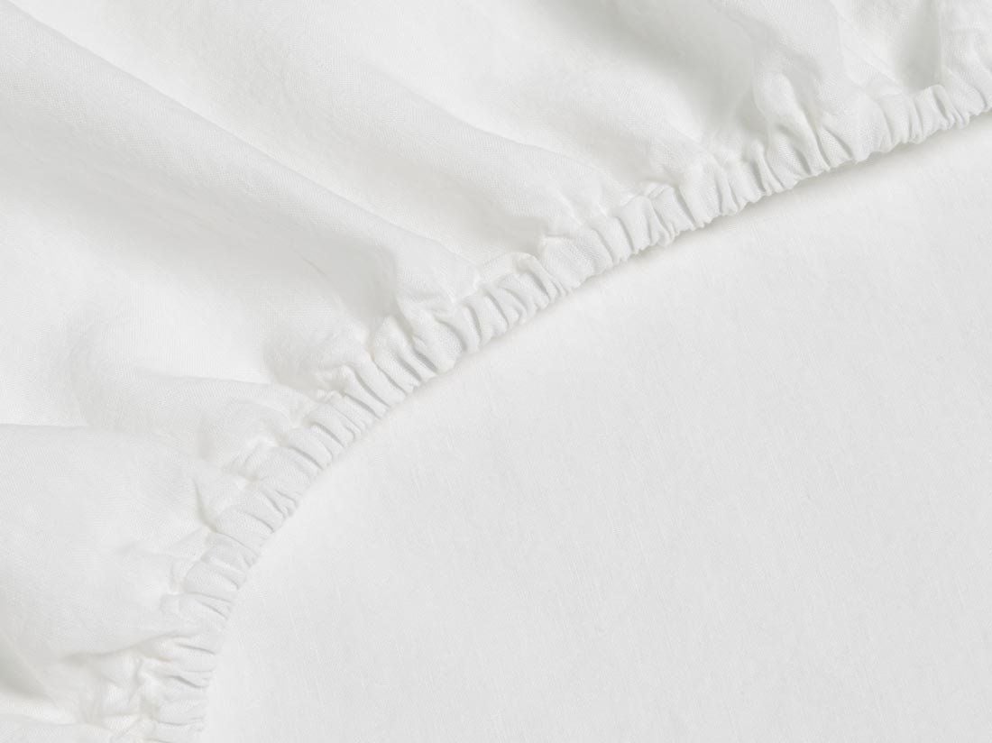 Spannbettlaken Gewaschenes Leinen Pure White