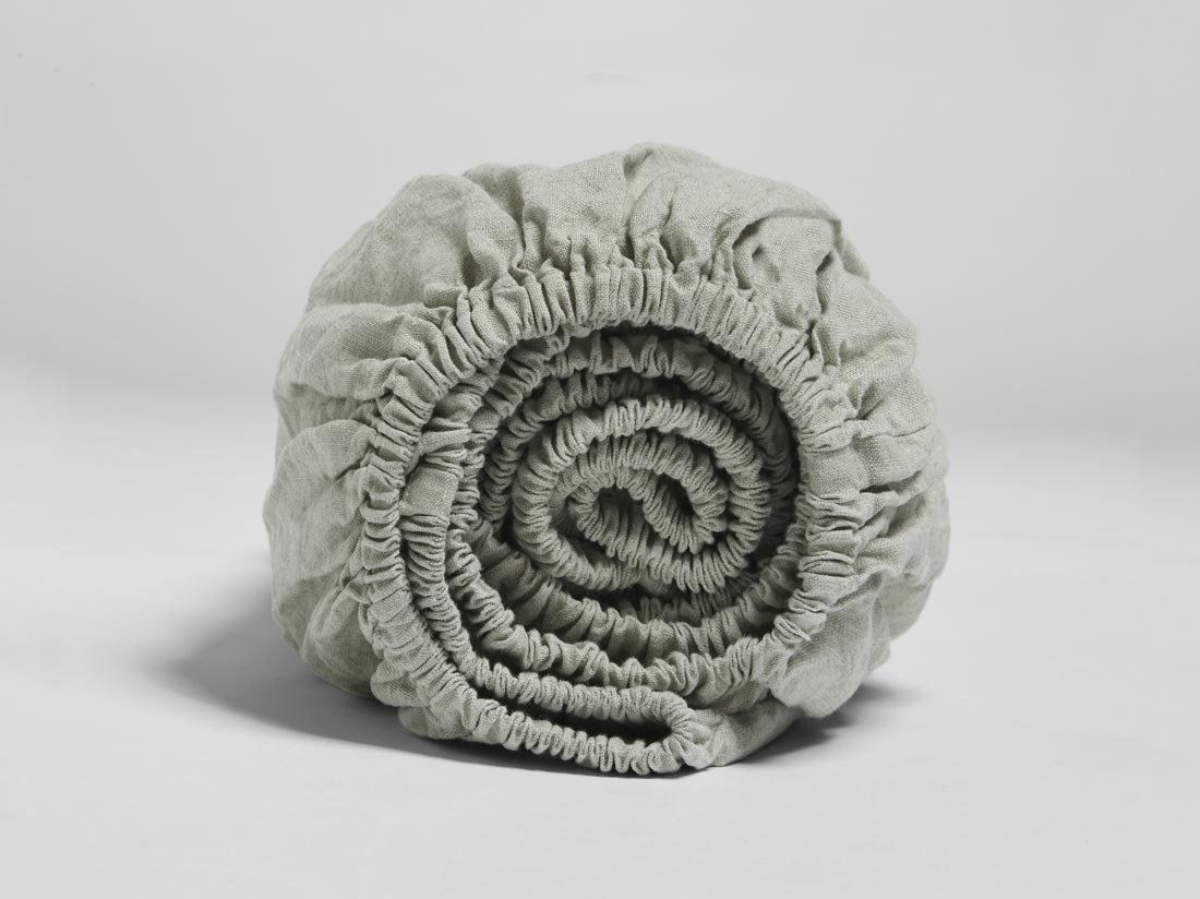 Spannbettlaken Gewaschenes Leinen Misty Green