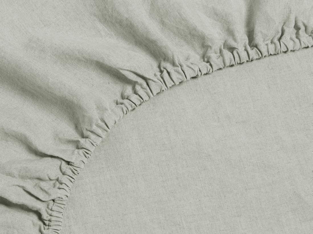 Spannbettlaken Gewaschenes Leinen Misty Green