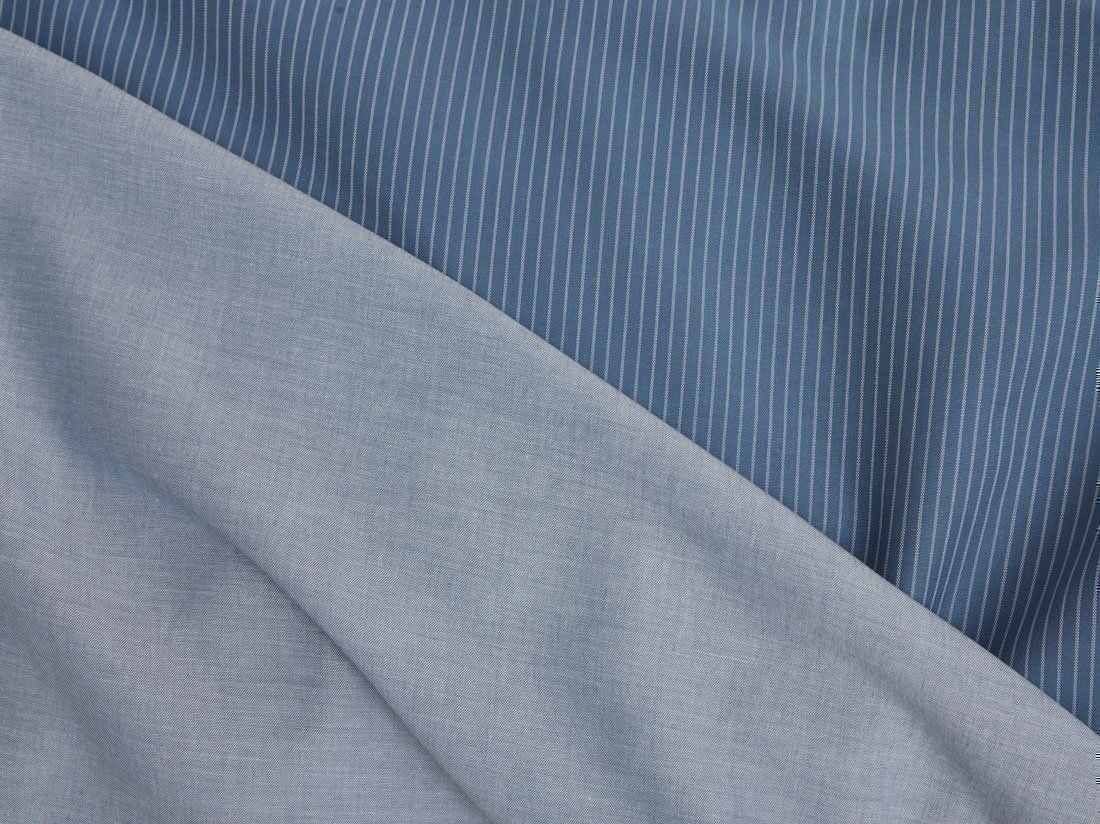 Kissenbezug TENCEL™ Doubleface Blue Stripe/Blue Chambray