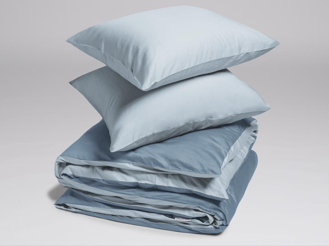 Satin-Bettwäsche Double Face Blue