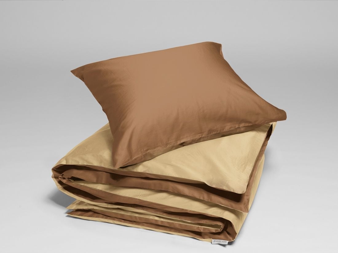 Satin-Bettwäsche Double Face Caramel 135x200 + 1/80x80