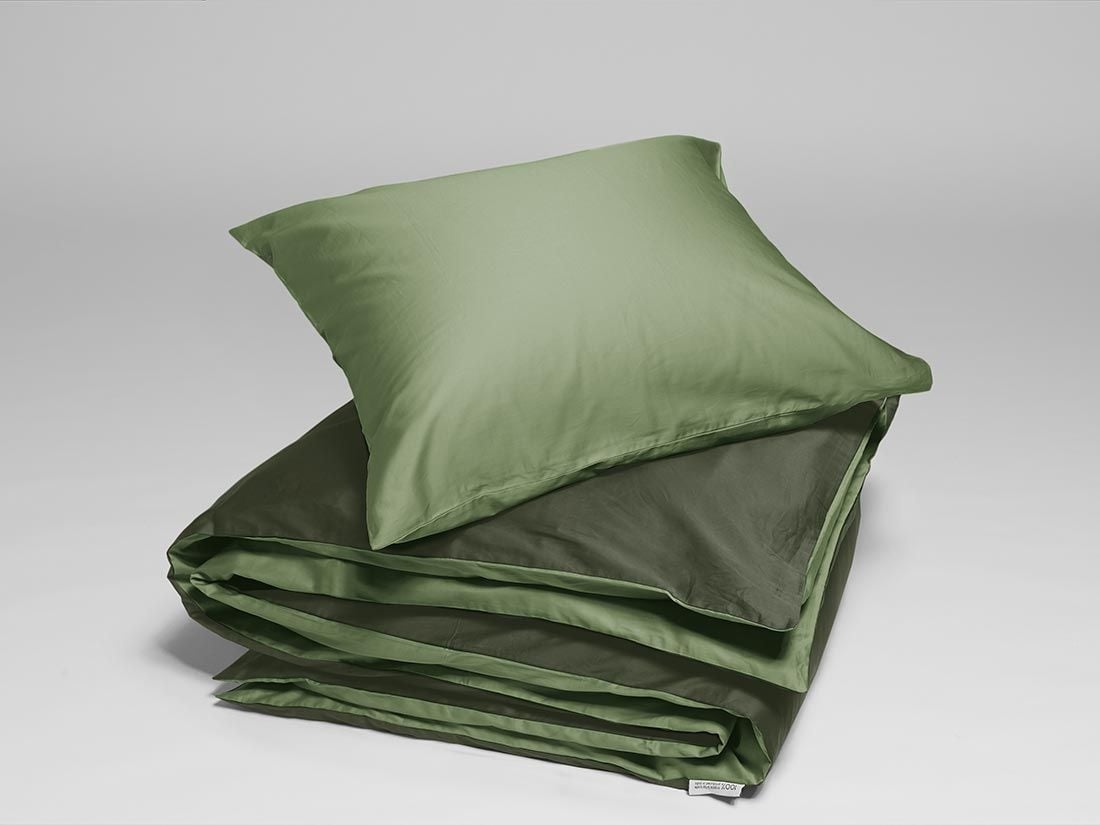 Satin-Bettwäsche Double Face Olive 155x220 + 1/80x80