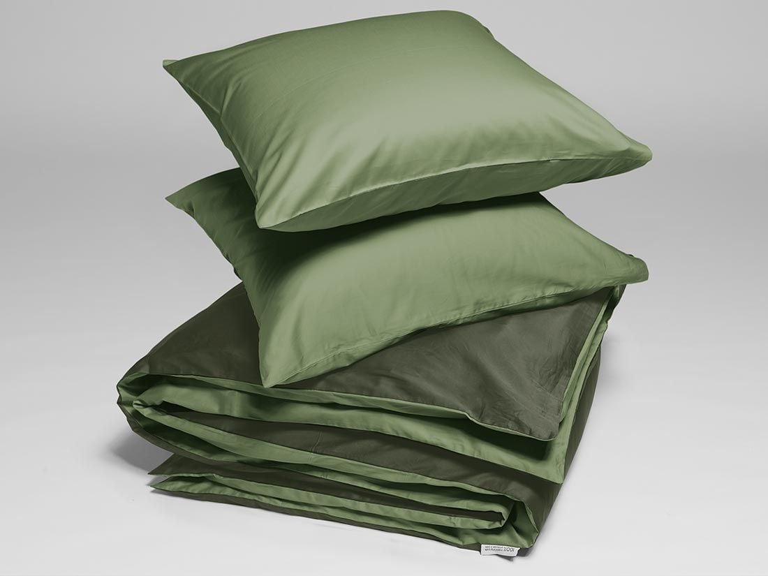 Satin-Bettwäsche Double Face Olive 200x220 + 2/80x80