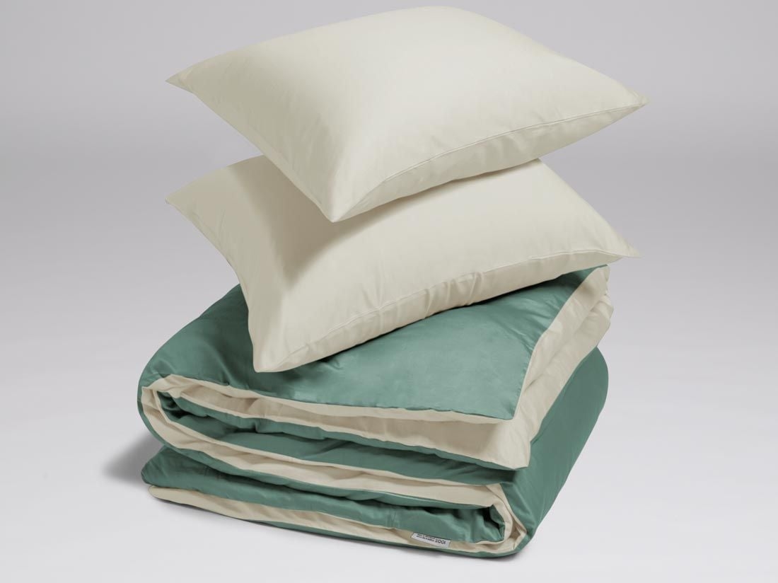 Satin-Bettwäsche Double Face Sandy/Green 200x220 + 2/80x80