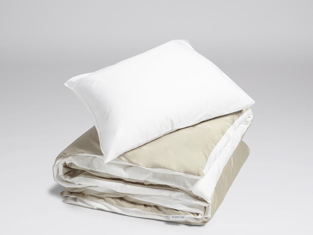 Satin-Bettwäsche Double Face White/Sandy 155x220 + 1/80x80