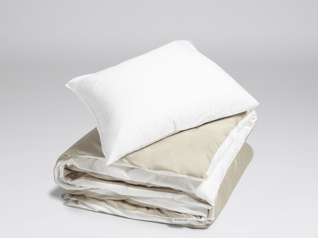 Satin-Bettwäsche Double Face White/Sandy 135x200 + 1/80x80