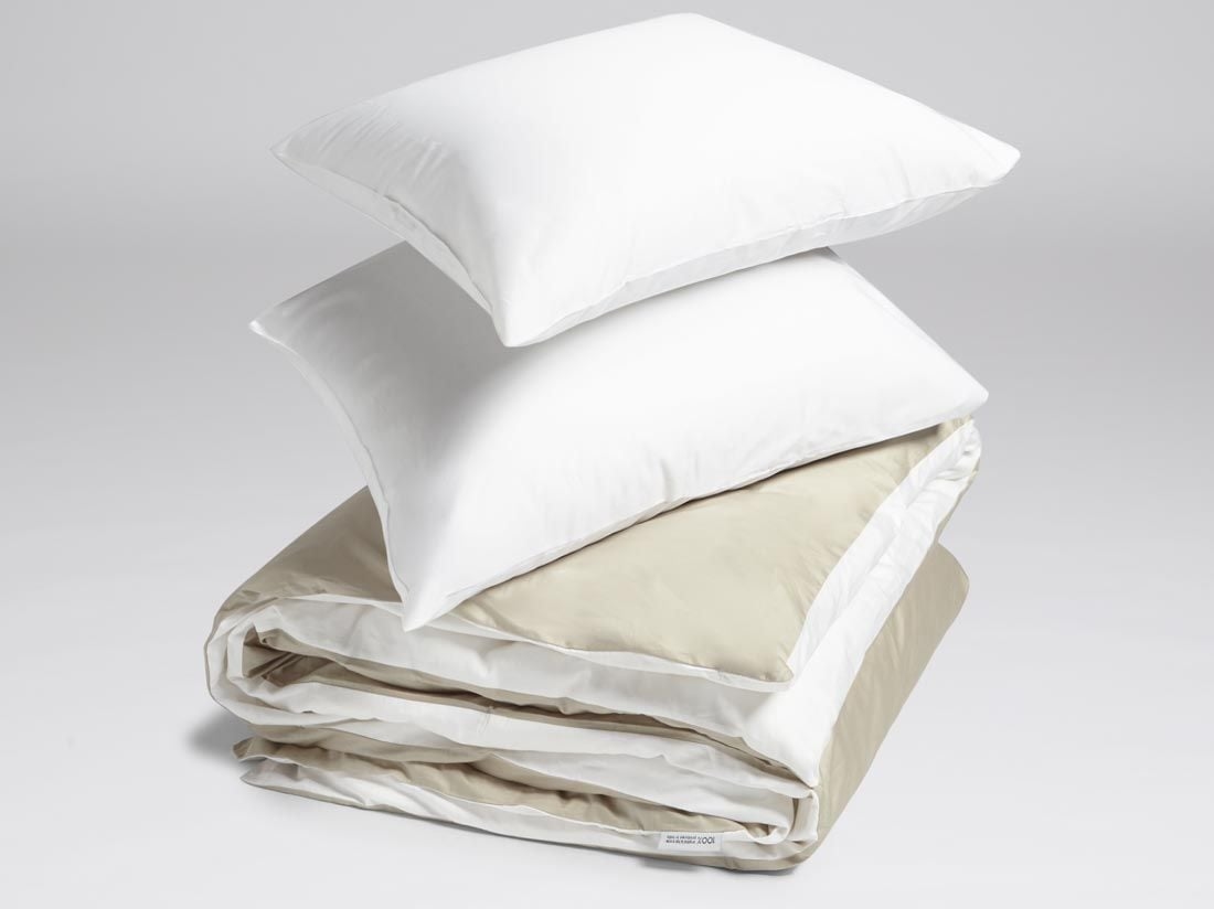 Satin-Bettwäsche Double Face White/Sandy 200x220 + 2/80x80