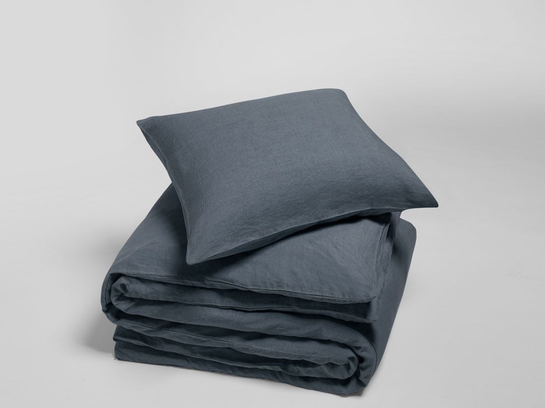 Leinen-Bettwäsche Earth Blue 135x200 + 1/80x80