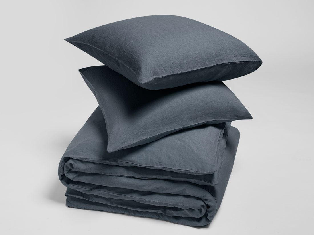 Leinen-Bettwäsche Earth Blue