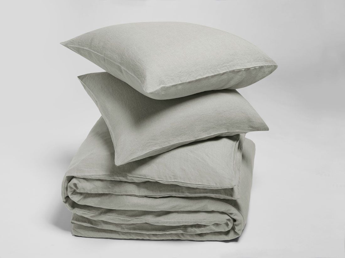Leinen-Bettwäsche Misty Green