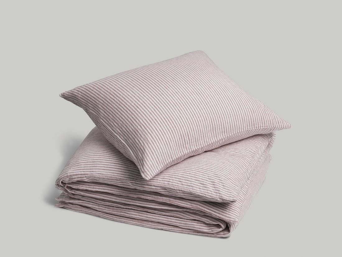 Leinen-Bettwäsche Rose Stripe 135x200 + 1/80x80