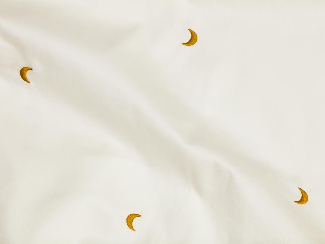 Kinderbettwäsche Baumwollsatin Warm White/Ochre Moon