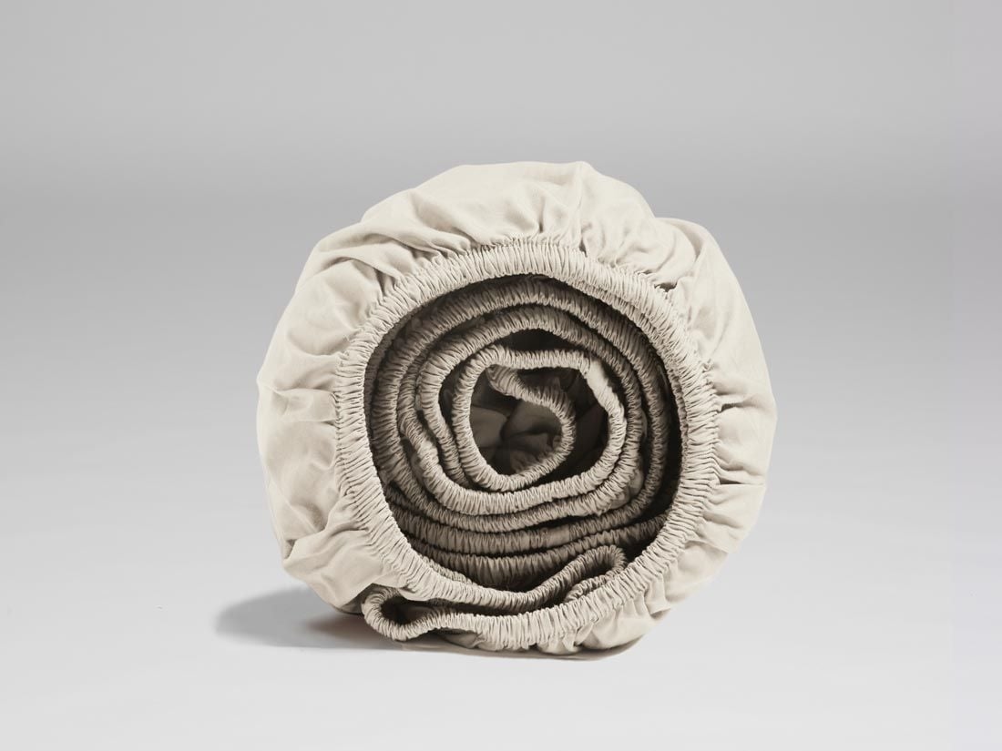 Spannbettlaken extra hoch Perkal-Baumwolle White Sand