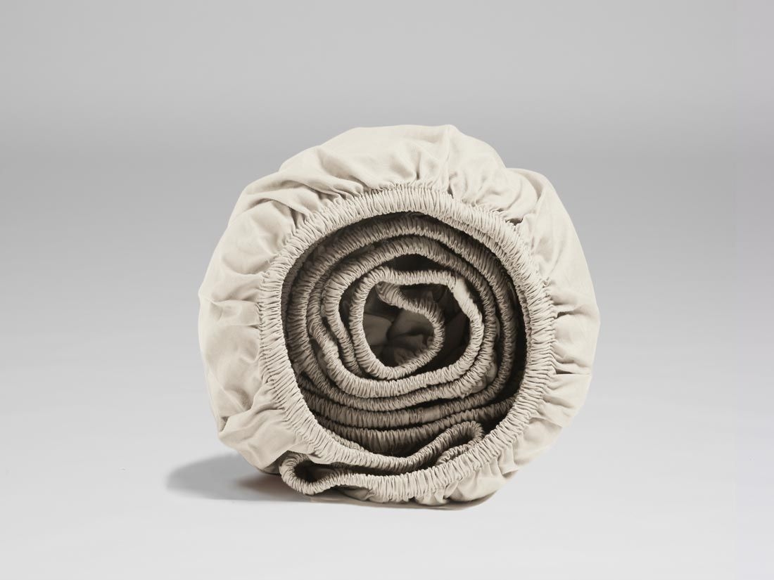 Spannbettlaken extra hoch Perkal-Baumwolle White Sand