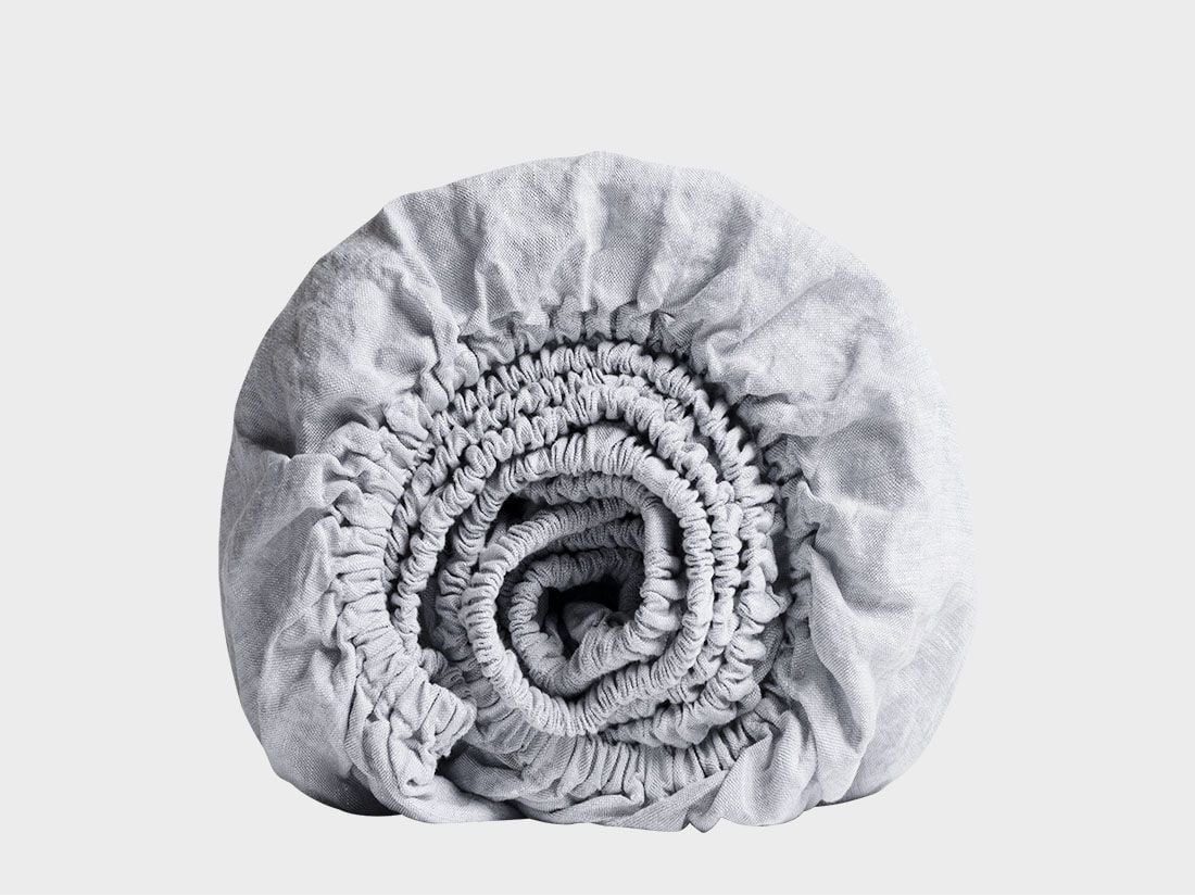 Spannbettlaken Gewaschenes Leinen Blue Chambray