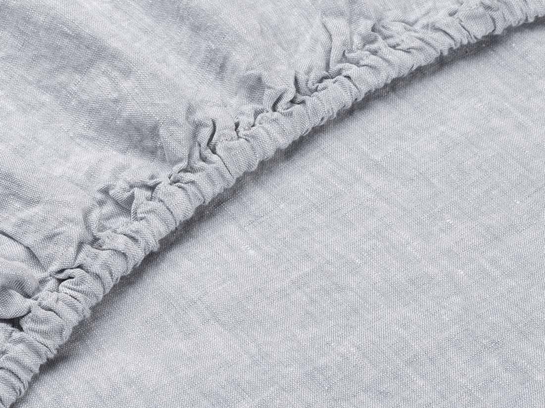 Spannbettlaken Gewaschenes Leinen Blue Chambray