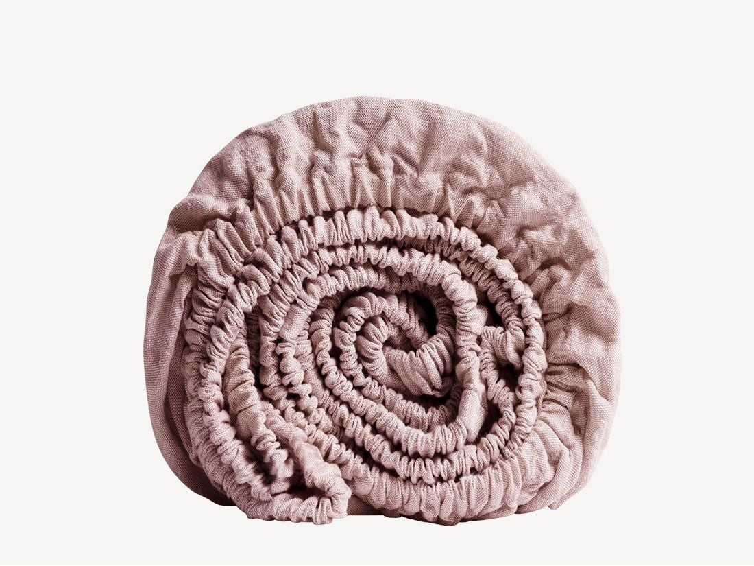 Spannbettlaken Gewaschenes Leinen Rose Chambray