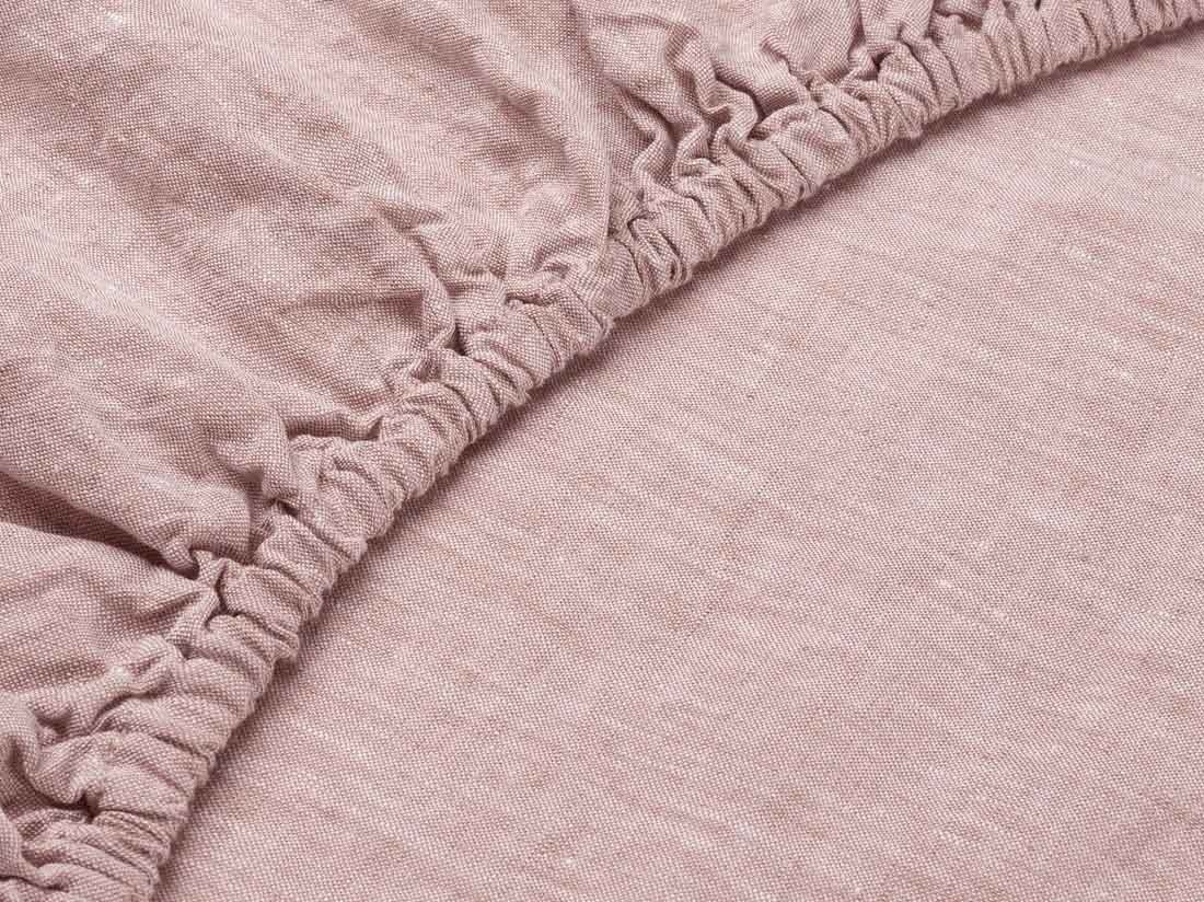 Spannbettlaken Gewaschenes Leinen Rose Chambray
