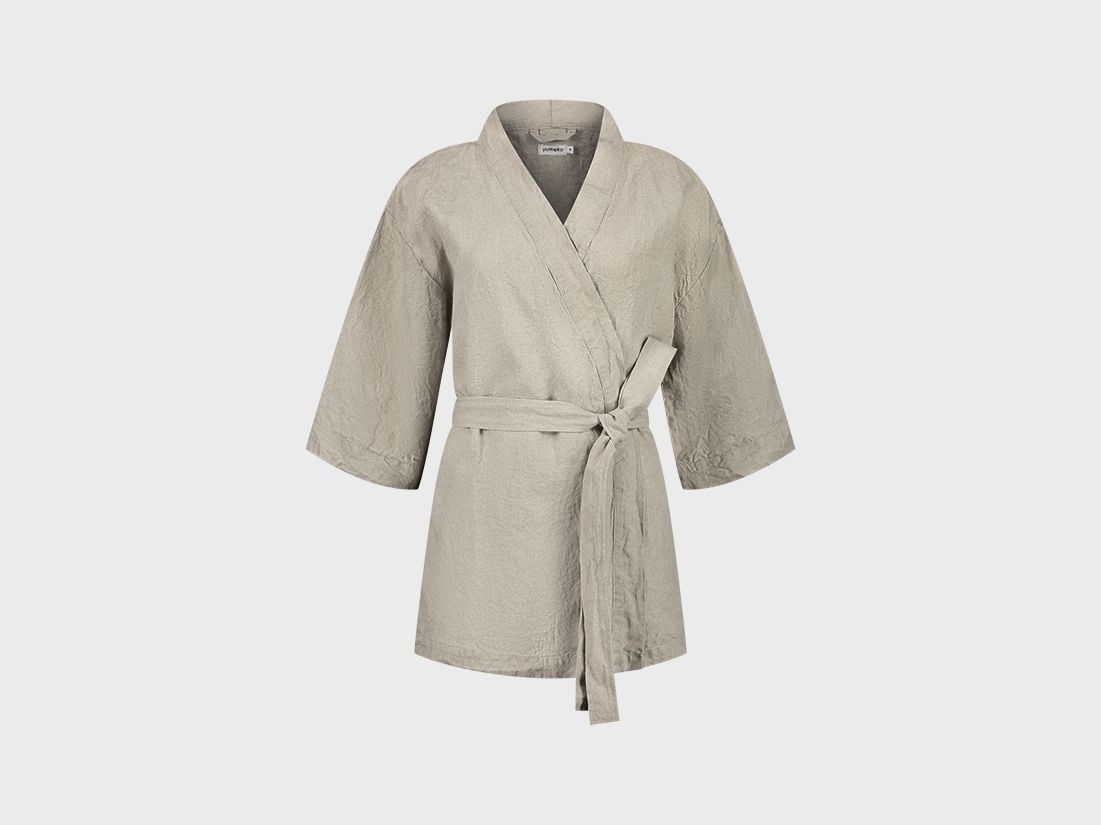 Kimono Jacke Gewaschenes Leinen Naturell M