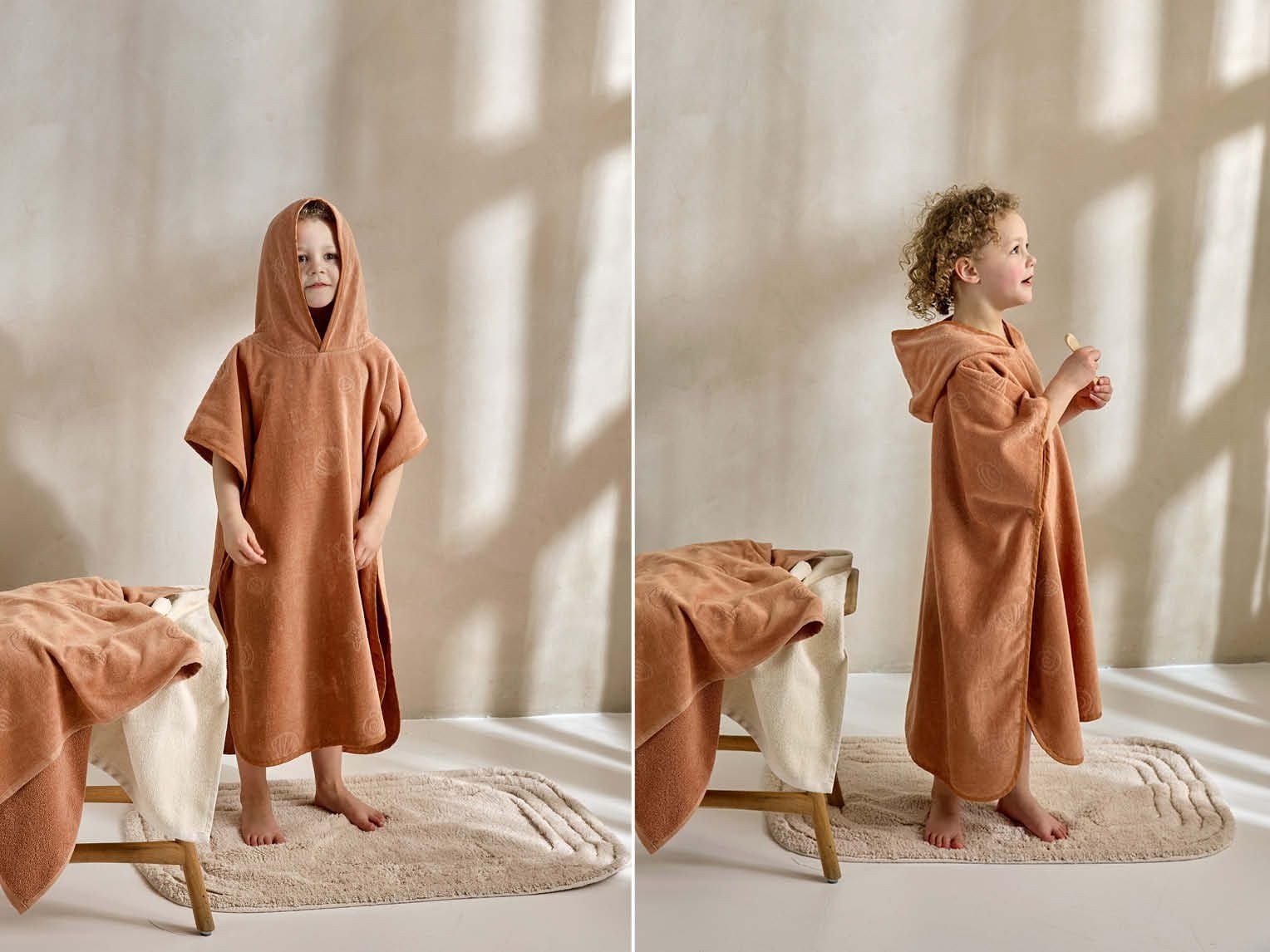 Badeponcho Velours Seashell Terracotta