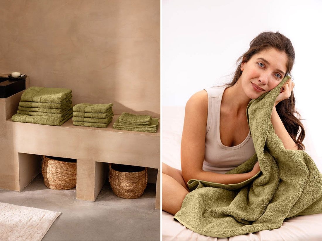 Badetuch Terry Olive Green 100x150 - 1 Stk