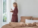 Kimono Bademantel Gewaschenes Leinen Rosewood