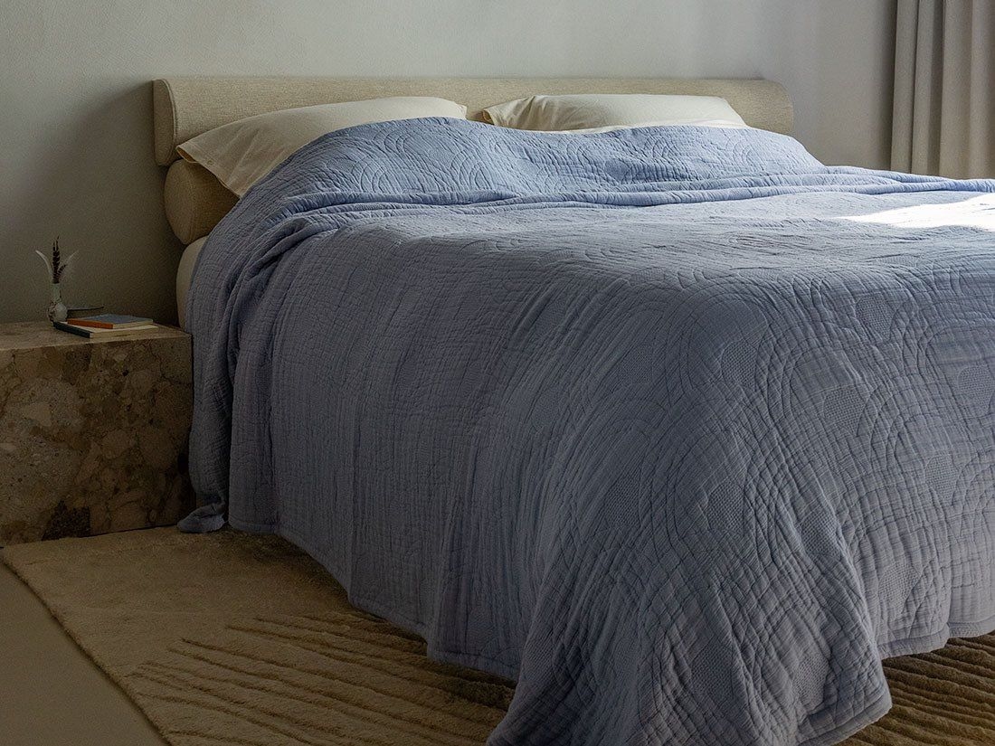 Musselin-Tagesdecke Bio-Baumwolle Arch Lavender Blue