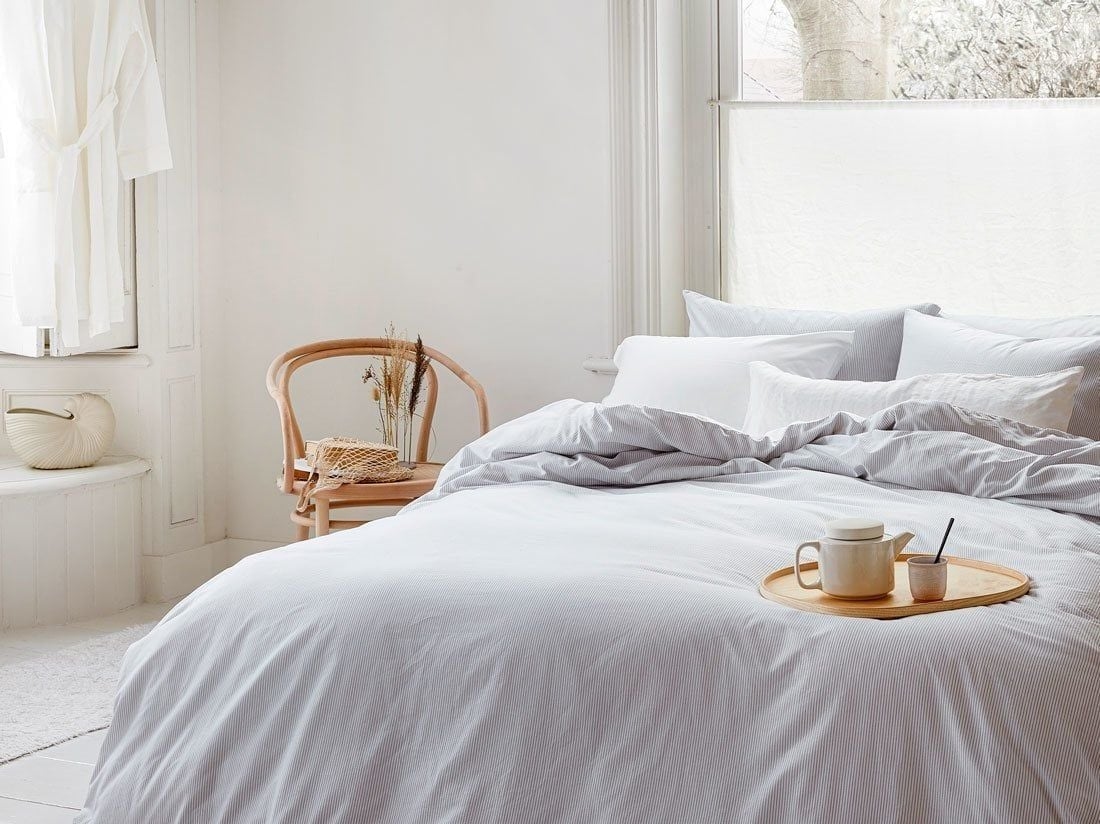 TENCEL™-Bettwäsche White Stripe 155x220 + 1/80x80