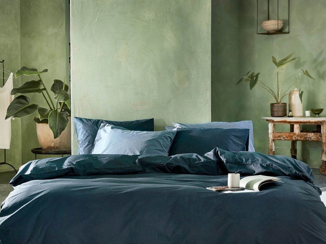 Perkal-Bettwäsche Navy