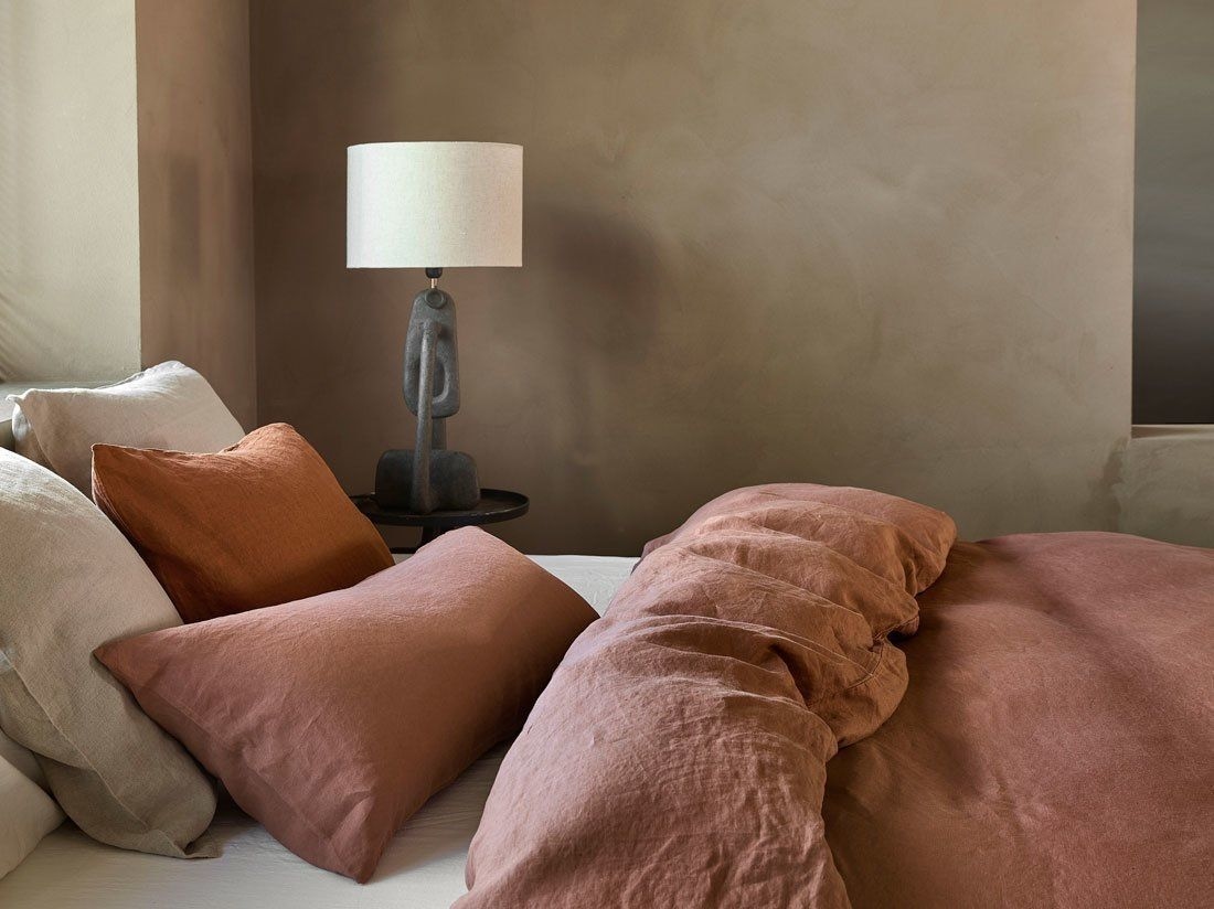 Kissenbezug Gewaschenes Leinen Clay Rose