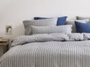 Kissenbezug Flanell Grey/Blue Stripe