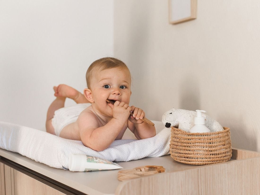 Wickelunterlagenbezug Mini Dots Pure White 50x70