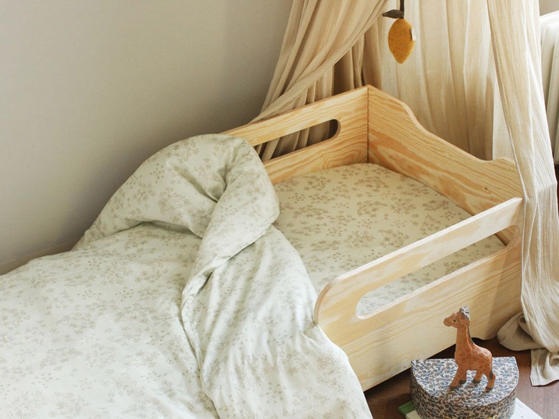 Kinderbettwäsche Baumwollsatin Naturell Bloom