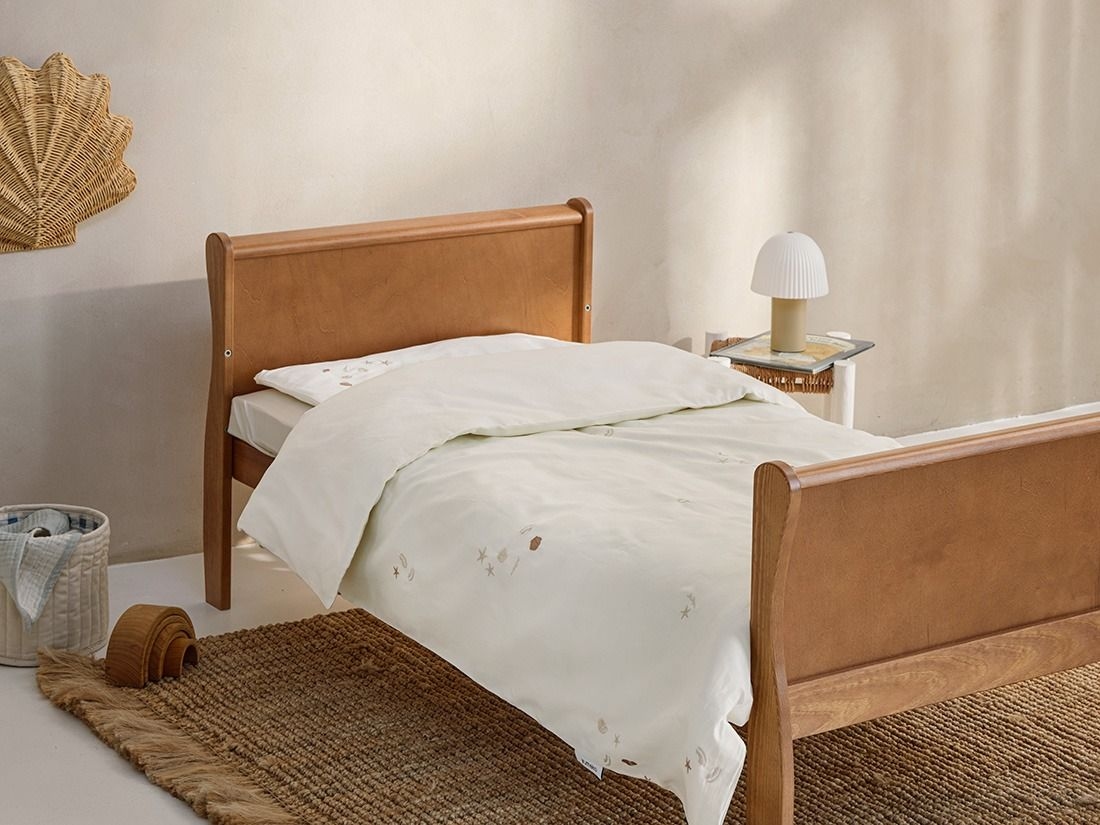 Kinderbettwäsche Baumwollsatin Warm White Seashell