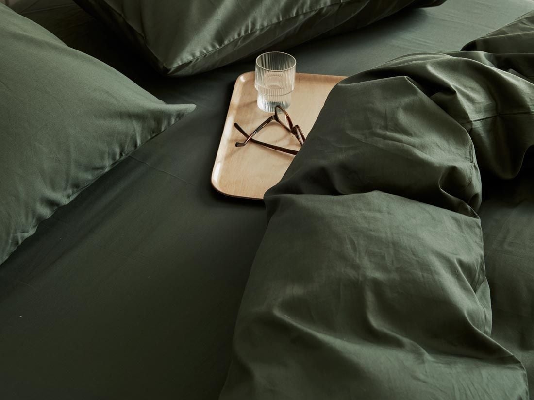 Spannbettlaken Baumwollsatin Dark Olive